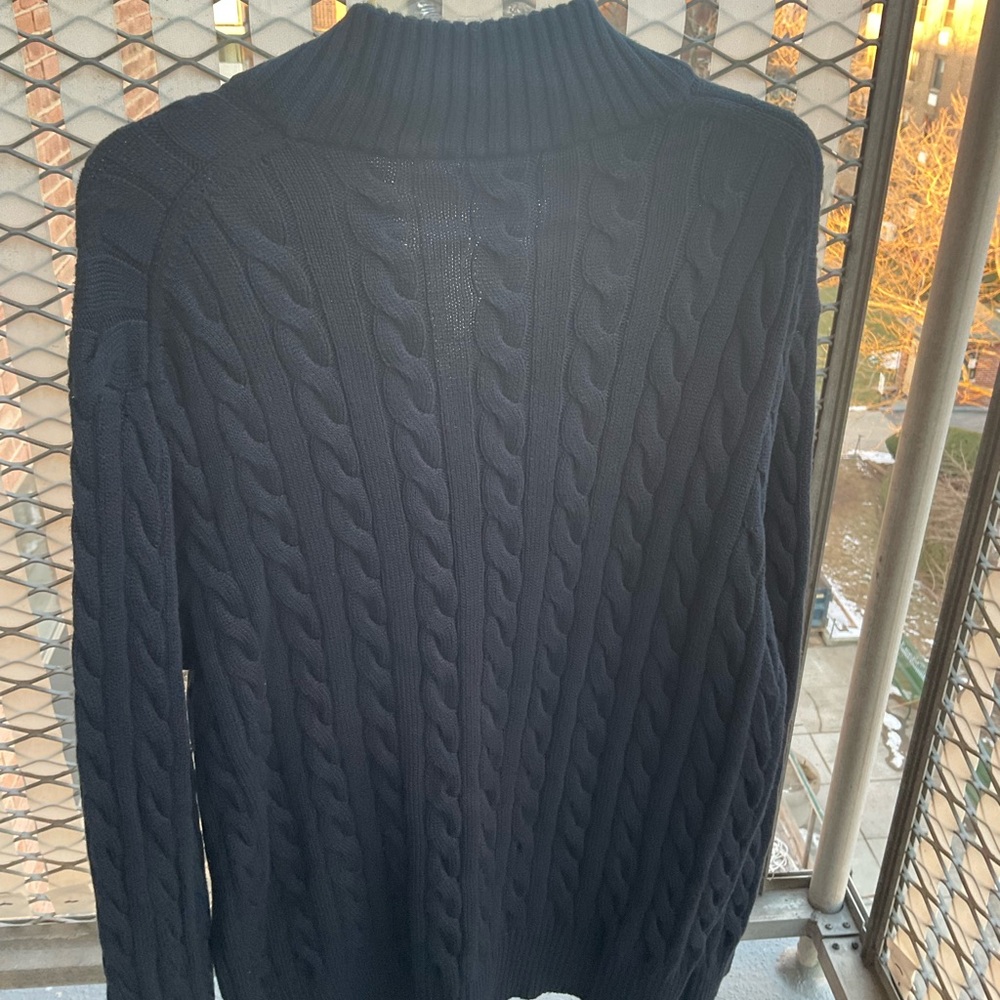 Polo Ralph Lauren Cable-knit Cotton Quarter Zip Sweater- Navy - Picture 7 of 8